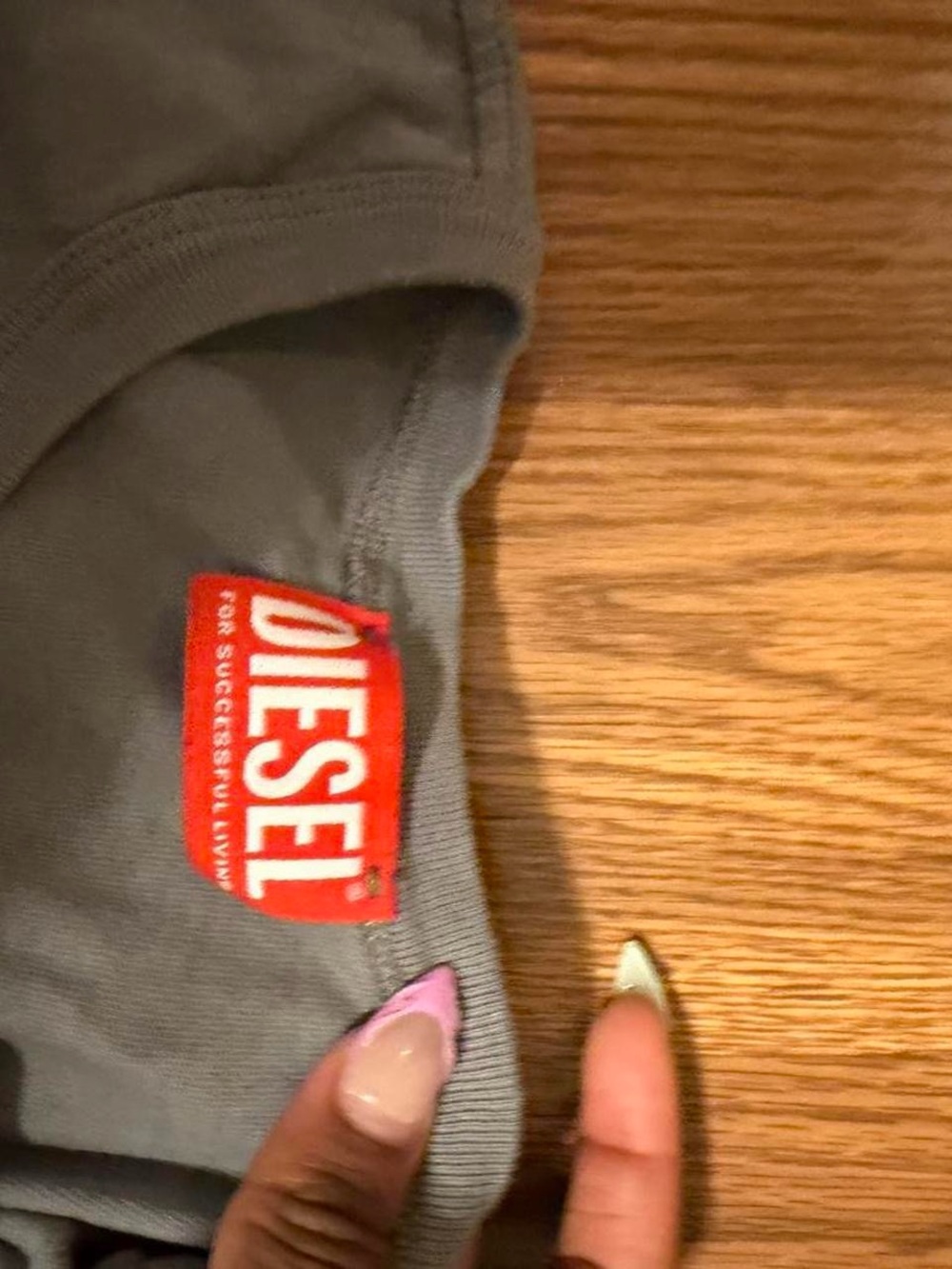 Diesel Gray Top with Red Logo Patch